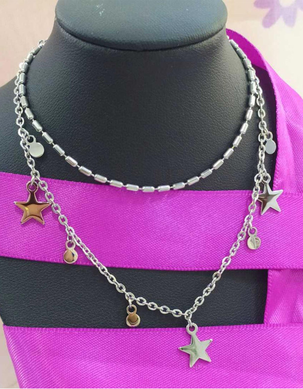 LOTUS STYLE STAINLESS STEEL NECKLACE 